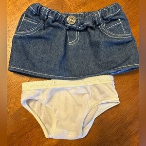 Build-A-Bear doll denim mini skirt and undies
